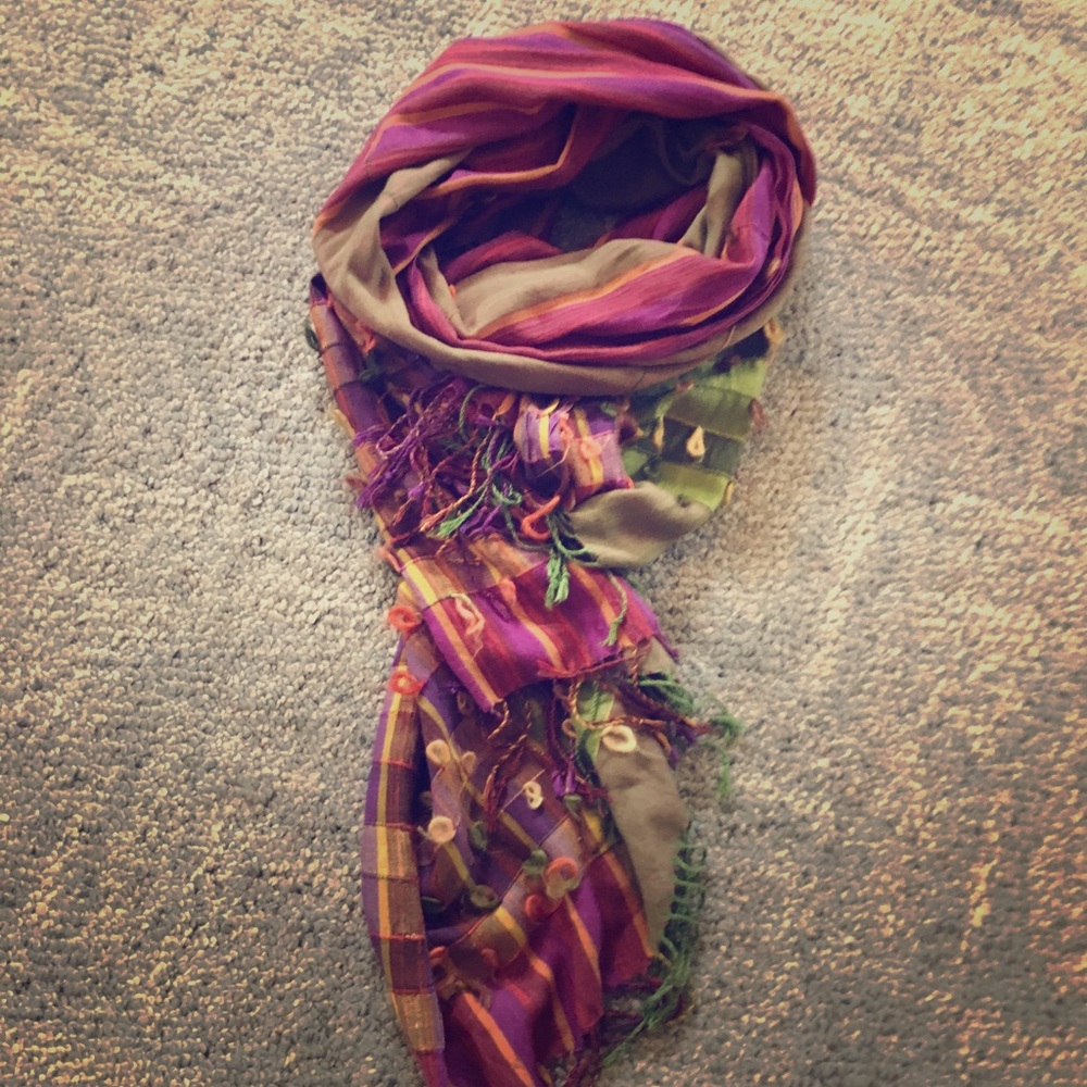 Purple and green scarf